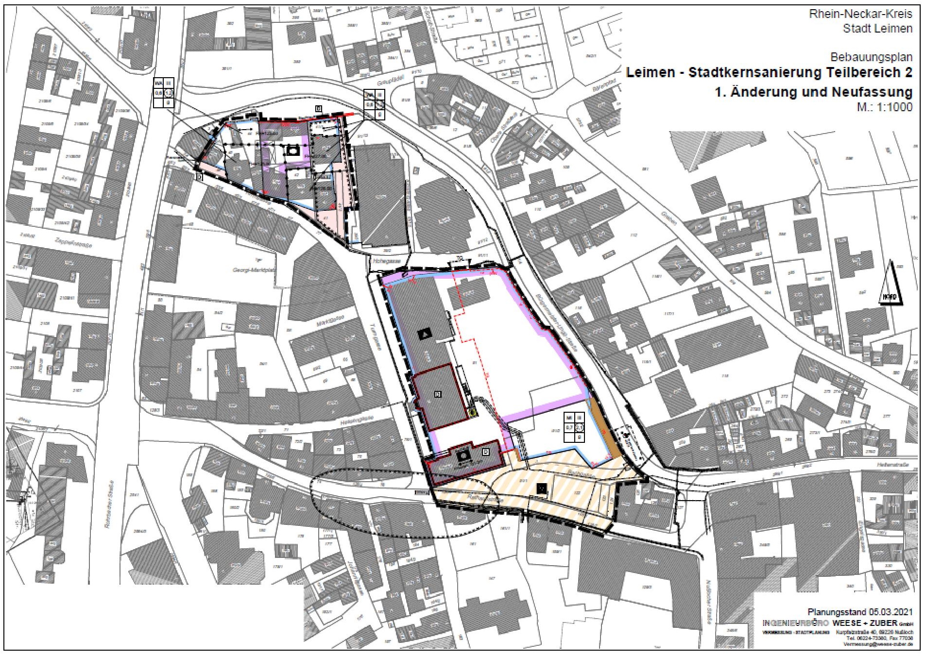  In-Kraft-Treten des Bebauungsplans „Stadtkernsanierung, Teilbereich 2, 1. Änderung und Neufassung“ in Leimen-Mitte 