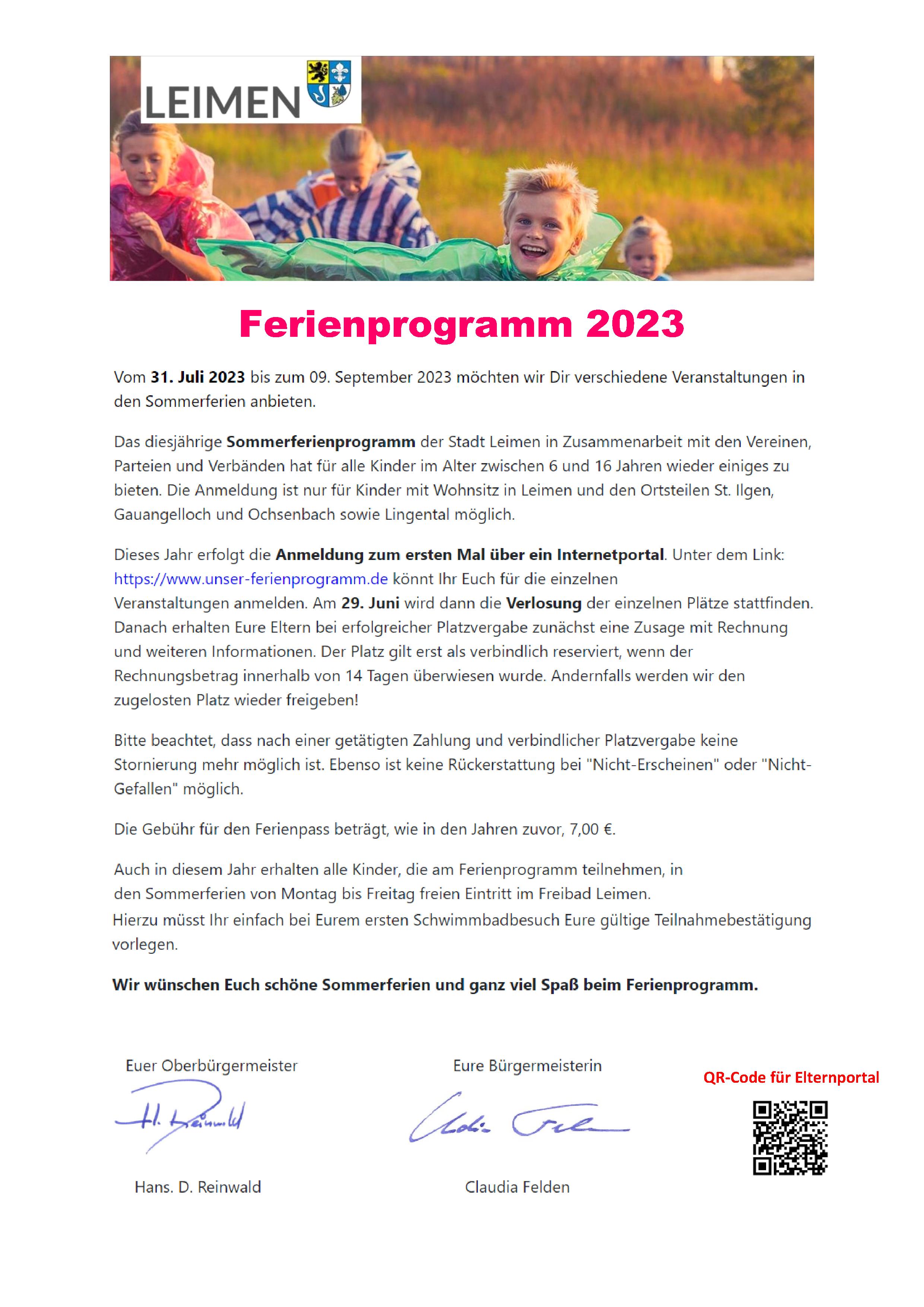  Stadt Leimen - Ferienprogramm 2023 